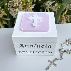 First Holy Communion </br>Rosary Box Pink